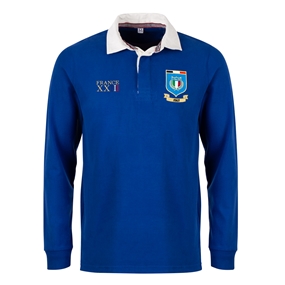 Italy Mens World Cup Heavyweight Rugby Shirt - Long Sleeve Royal