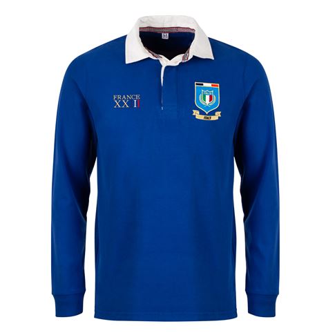 Italy Mens World Cup Heavyweight Rugby Shirt - Long Sleeve Royal Italy Mens World Cup Heavyweight Rugby Shirt - Long Sleeve Royal