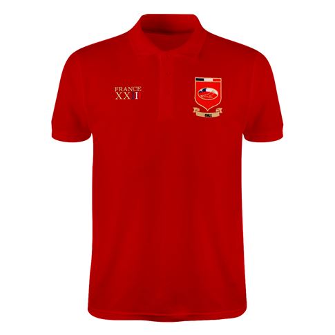 Chile Mens World Cup Classic Polo Shirt - Red - Front Chile Mens World Cup Classic Polo Shirt - Red - Front
