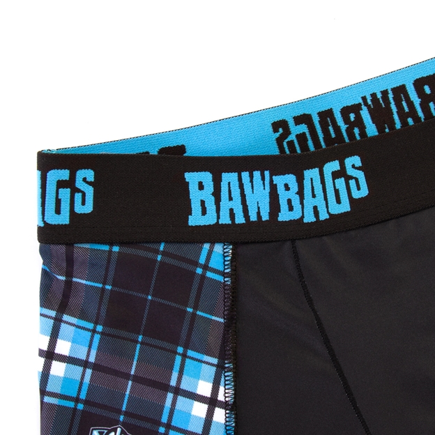 Bawbags Glasgow Warriors Mens Tartan Cool de Sacs Boxers - Black
