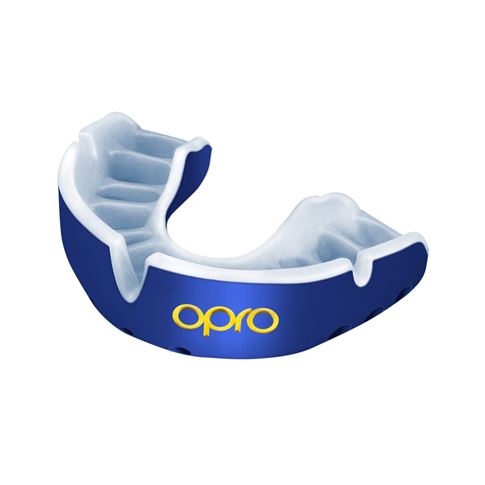 Opro Gold Mouthguard - Royal - Front Opro Gold Mouthguard - Royal - Front