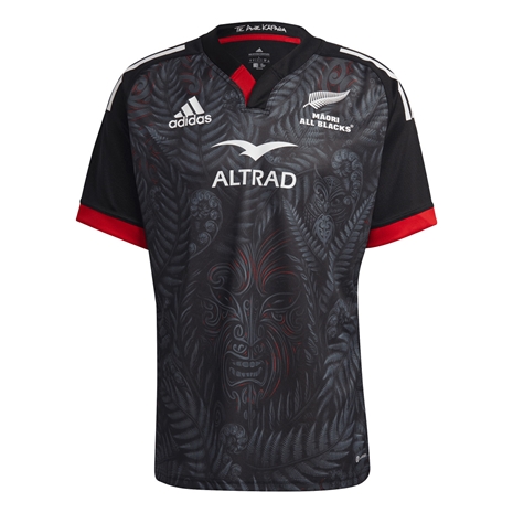 Maori All Blacks Mens Home Rugby Shirt - Short Sleeve Black 2023
