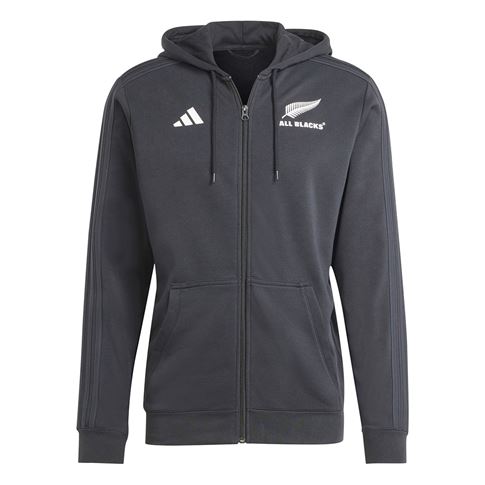 All Blacks Mens 3 Stripe Full Zip Hoodie - Black 2024 - Front All Blacks Mens 3 Stripe Full Zip Hoodie - Black 2024 - Front