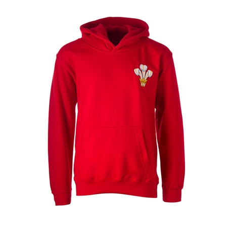 Wales Classic Polycotton Hoodie Fire Red Kids - Front
