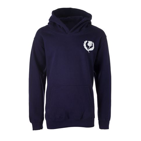 Scotland Classic Polycotton Hoodie Oxford Navy Kids - Front Scotland Classic Polycotton Hoodie Oxford Navy Kids - Front