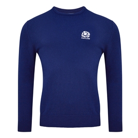 Mens Scotland Lambswool Crew Neck Sweater - Navy - Front