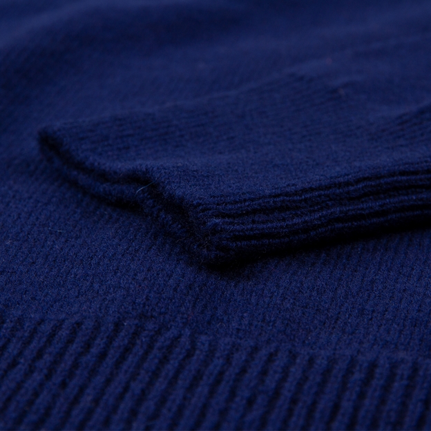 Mens Scotland Lambswool Crew Neck Sweater - Navy - Detail 3