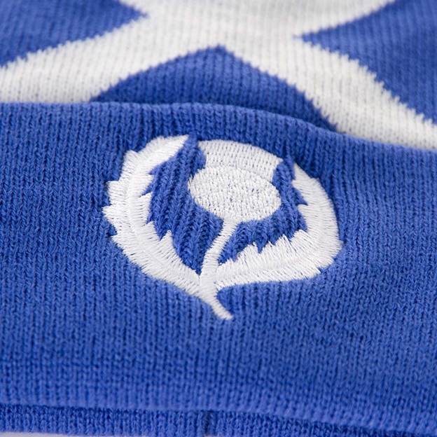Glenmuir Adults Scotland Saltire Pom Pom Hat - Tahiti Blue - Sco