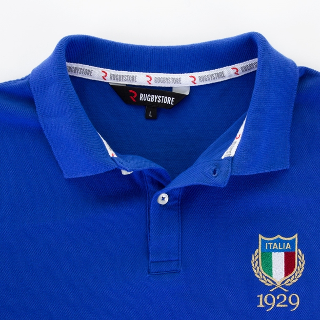 Rugbystore Italy 1929 Mens Polo Shirt - Royal Blue - Collar
