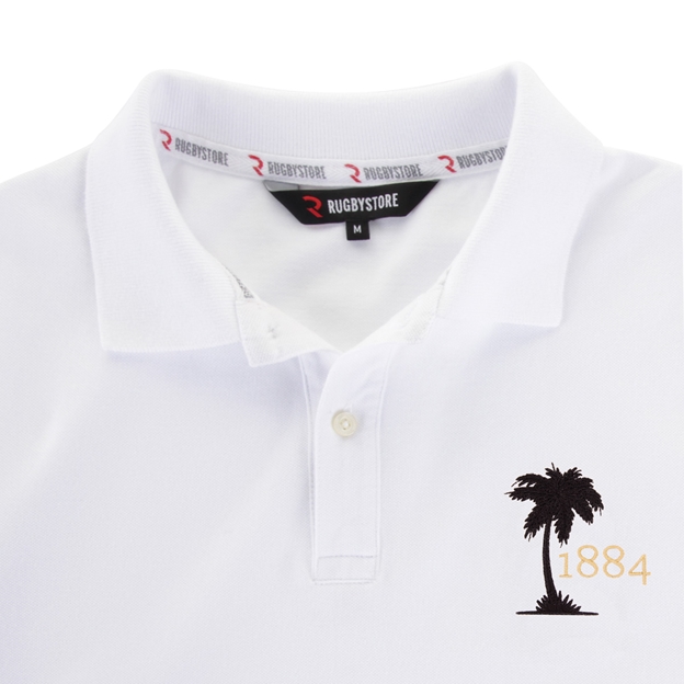 Fiji Mens Rugby Origins 1884 Polo Shirt - White - Fiji Logo