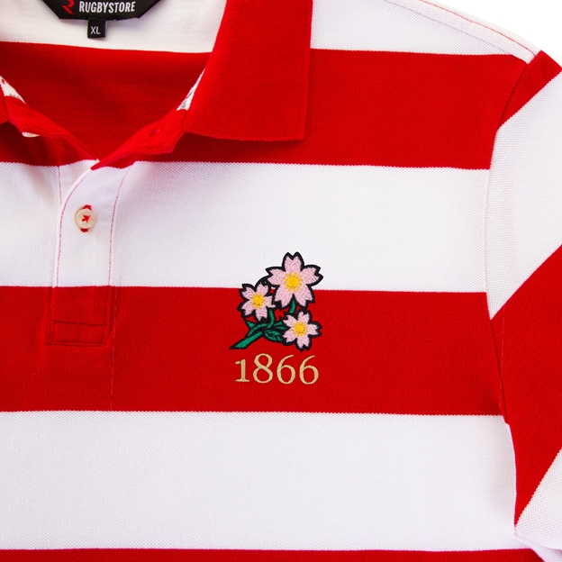 Rugbystore Japan 1866 Mens Striped Polo Shirt - Red and White - 