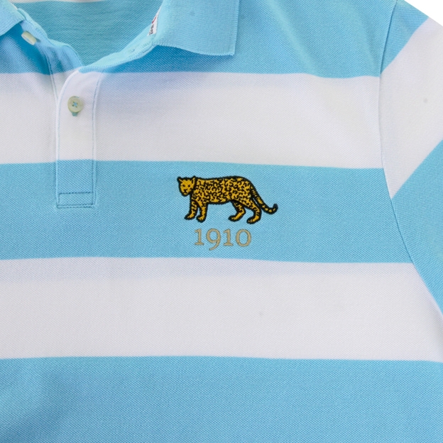 Rugbystore Argentina 1910 Mens Striped Polo Shirt - Sky White - 