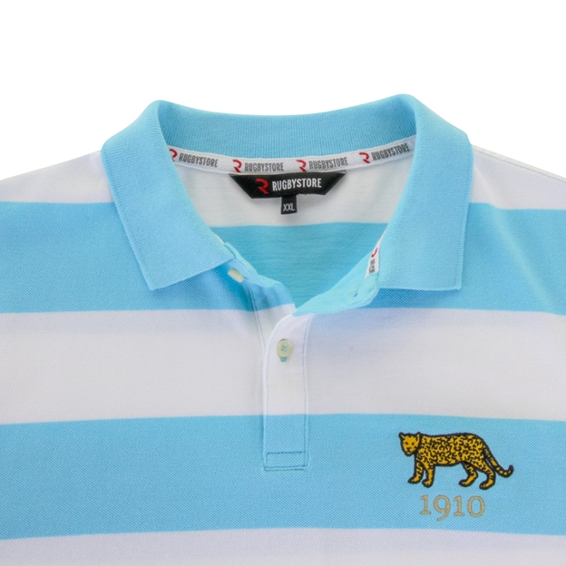 Rugbystore Argentina 1910 Mens Striped Polo Shirt - Sky White - 