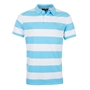 Rugbystore Mens Striped Polo Shirt - Sky Blue and White - Front 