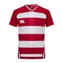 Canterbury Teamwear Hooped Evader Rugby Shirt Red/White Youths - 