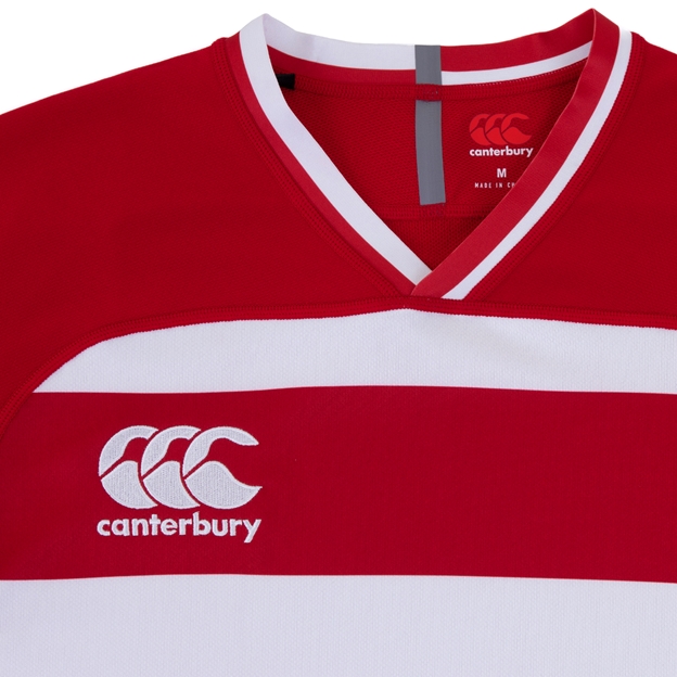 Canterbury Kids Teamwear Evader Hooped Rugby Match Shirt - Red a