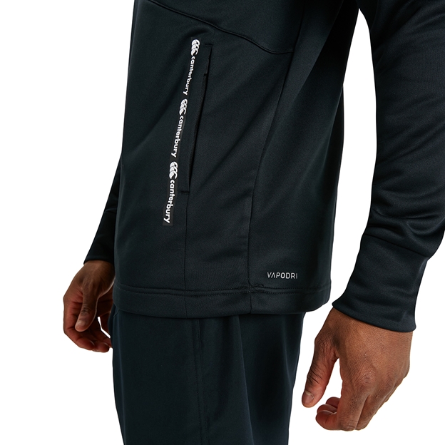 Canterbury Mens Vapodri Crossneck Training Hoodie - Black - Deta