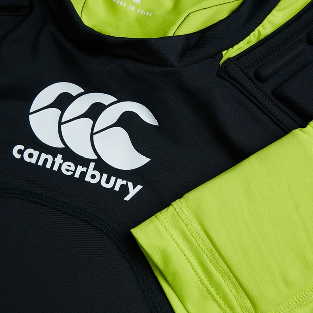 Canterbury Kids Pro Rugby Shoulder Pads - Black and Wild Lime - 