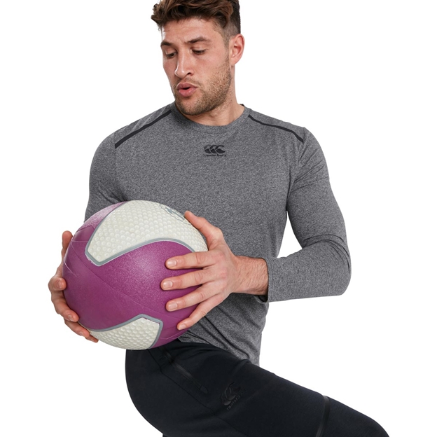 Canterbury Mens Vapodri Training Tee - Grey Marl Long Sleeve - D