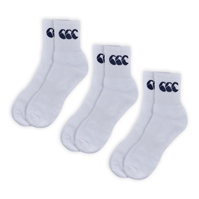 Canterbury Adults 3 Pack Crew Socks - White - 3 Pairs