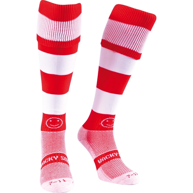 Red/White Hooped WackySox Socks