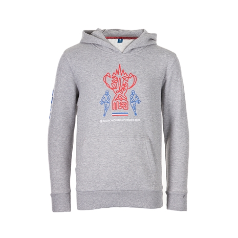 Kids Rugby World Cup 2023 Cup Hoodie - Grey - Front