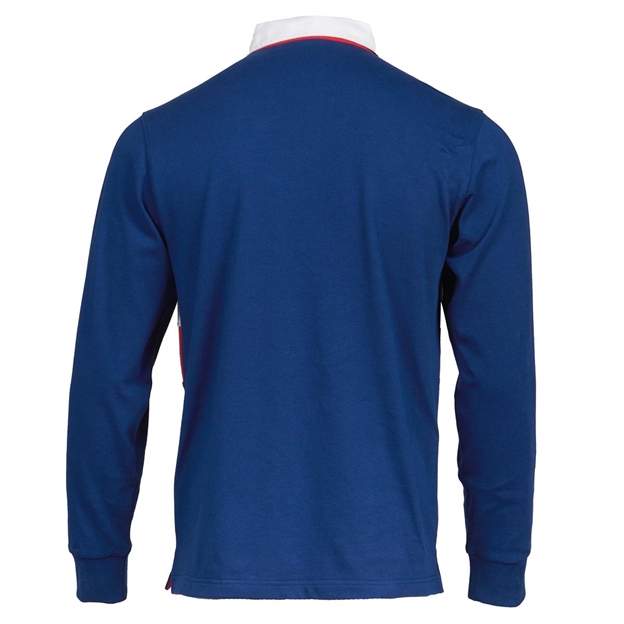 Mens Rugby World Cup 2023 Stripe Rugby Shirt - Navy Long Sleeve 