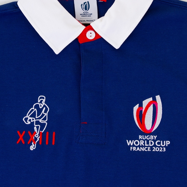 Mens Rugby World Cup 2023 Stripe Rugby Shirt - Navy Long Sleeve 