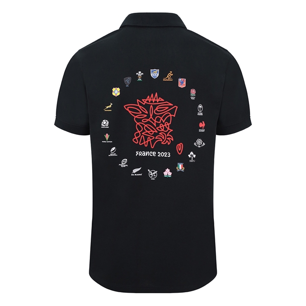Rugby World Cup 2023 Mens 20 Nations Map Polo Shirt - Black - Ba