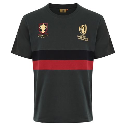 Mens Rugby World Cup 2023 Webb Ellis Stripe Tee - Black Haze - F Mens Rugby World Cup 2023 Webb Ellis Stripe Tee - Black Haze - F