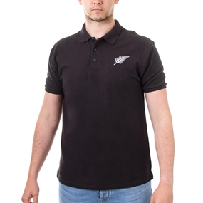 New Zealand Classic Cotton Pique Polo Black - Front