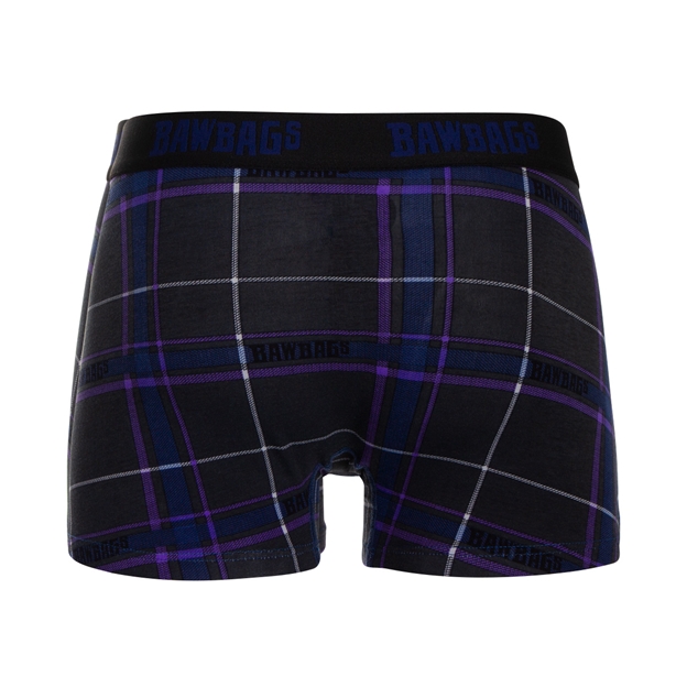 Bawbags Scottish Mens 3 Pack Boxer Shorts - Navy - Tartan Back