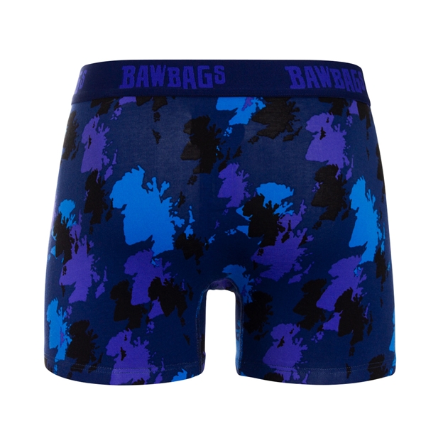 Bawbags Scottish Mens 3 Pack Boxer Shorts - Navy - Camo Back