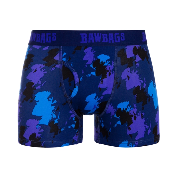 Bawbags Scottish Mens 3 Pack Boxer Shorts - Navy - Camo Front