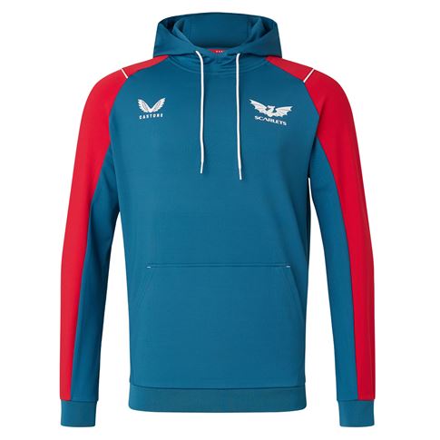 Scarlets Mens Training Pullover Hoodie - Moroccan Blue 2023 - Fr Scarlets Mens Training Pullover Hoodie - Moroccan Blue 2023 - Fr