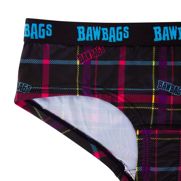 Bawbags Techno Tartan Womens Cool de Sacs Underwear - Black - Wa