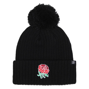 England Adults Pom Pom Beanie - Black 2023 - Front