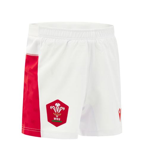 Wales Kids Home Rugby Shorts 26/27 White - Front View