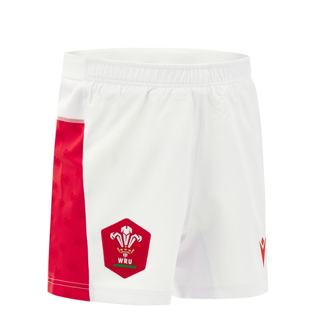 Wales Kids Home Rugby Shorts 26/27 White - Front View