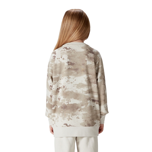 British and Irish Lions Junior Camo Crew Jumper Taupe - Model Back