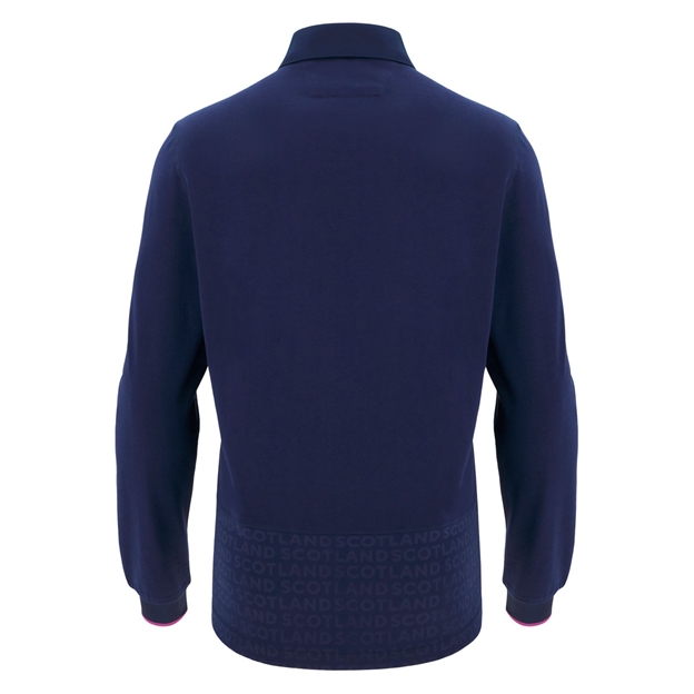 Scotland Mens Home Cotton Rugby Shirt 25/26 Long Sleeve Navy - Back