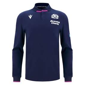 Scotland Mens Home Cotton Rugby Shirt 25/26 Long Sleeve Navy - Front