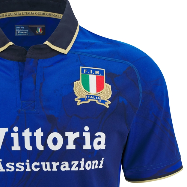 Italy Junior Home Rugby Shirt 25/26 Short Sleeve Blue - FIR Badge