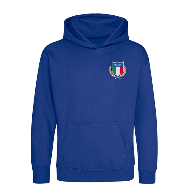 Italy Kids Classic Hoodie Royal - Front View