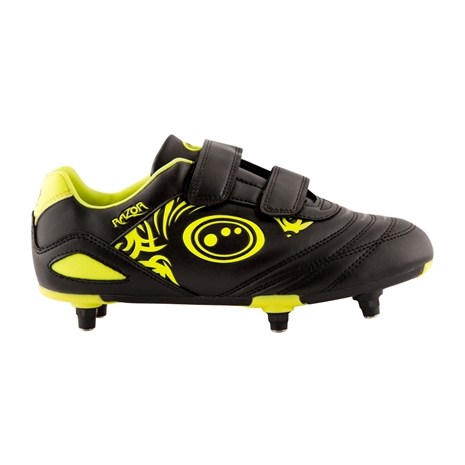 Optimum Kids Razor Velcro SG Rugby Boots Black Yellow - Outstep