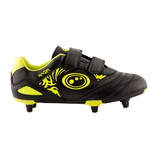 Optimum Kids Razor Velcro SG Rugby Boots Black Yellow - Outstep