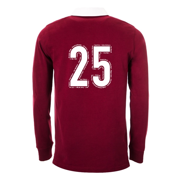 Womens World Cup Champions England Adults Classic Heavyweight Rugby Shirt Burgundy - Back