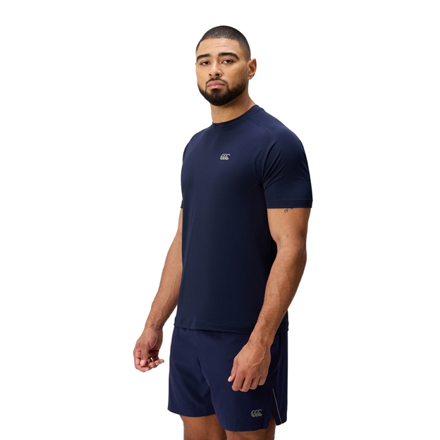 Canterbury Mens Tempo Training T-Shirt Navy - Model Walking
