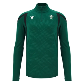 Wales Mens Training Quarter Zip Top 26/27 Green - Front View
