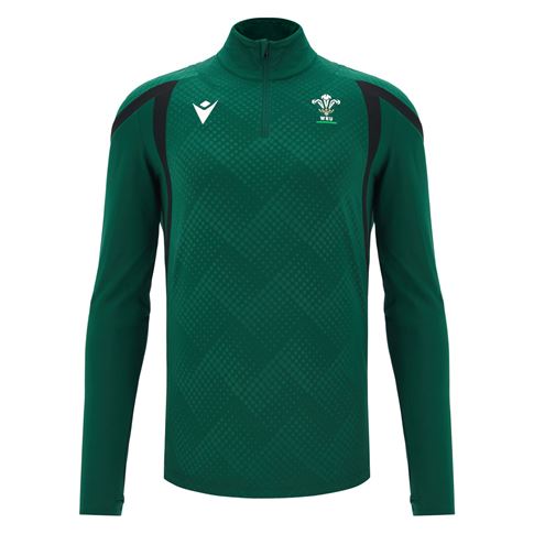 Wales Mens Training Quarter Zip Top 26/27 Green - Front View